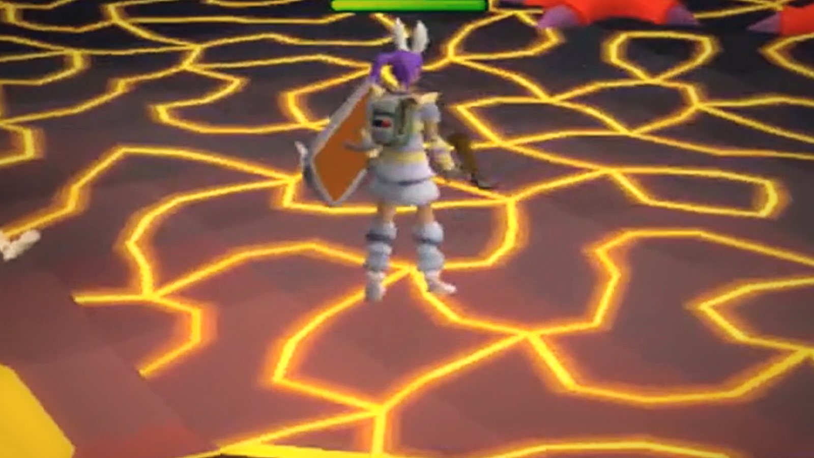 A player in a TzHaar lava arena